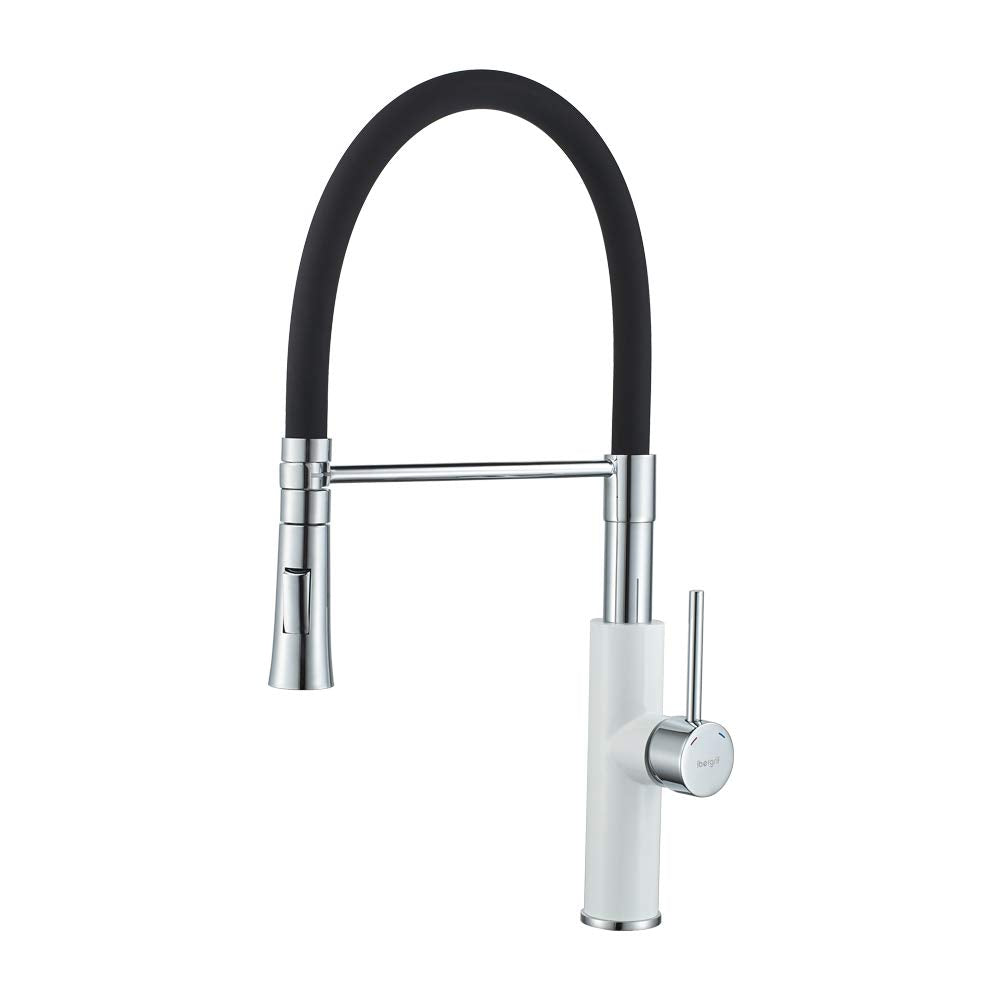 Ibergrif - Professionelle Küchenarmatur mit Brause, Wasserhahn für Küche mit Schwarz Flexibler Ausla