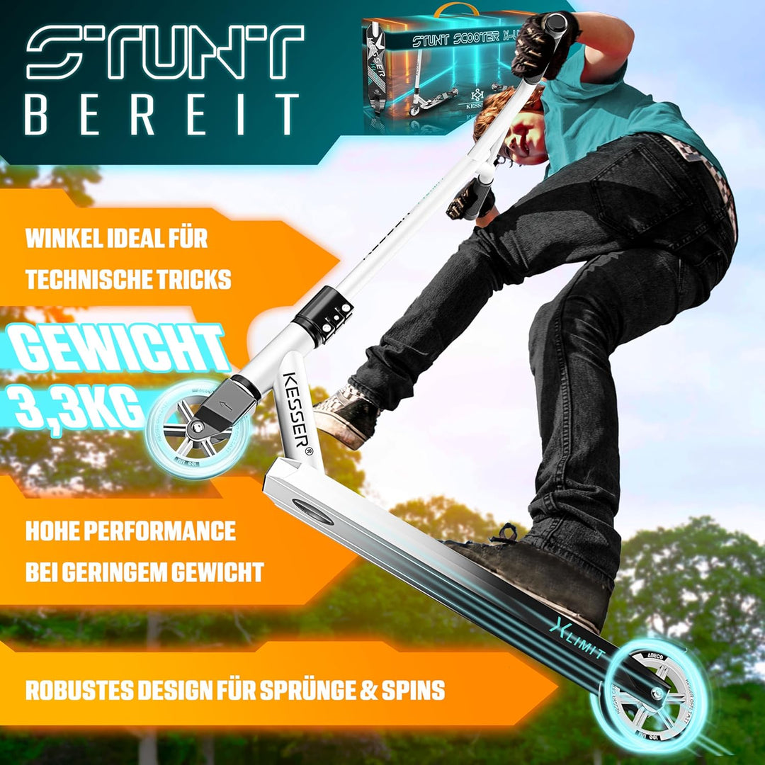 KESSER® Stunt Scooter X-Limit - 360° Lenkung Robuster Funscooter Stuntscooter mit ABEC 9 Kugellagern