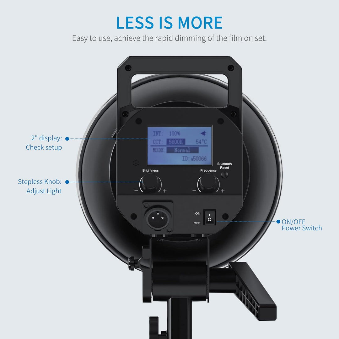 FEELWORLD FL225D 5600K Tageslicht Videostudioleuchte 225W Dauerlicht CRI96+ TLCI97+ 675001ux@1m für