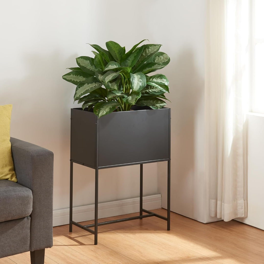 [en.casa] Blumenständer Porsgrunn Pflanzenständer mit Blumenkasten 70 x 50 x 30 cm Metall Schwarz Bl