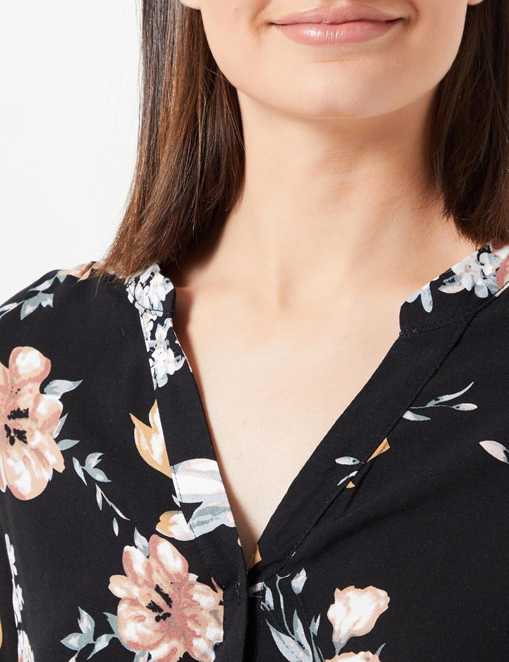 ONLY Damen Onlnova Life L/S V-Neck Shirt AOP Ptm Langarmbluse XS Black/Aop:ay New Rosie Blossom, XS