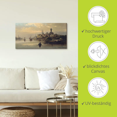 ARTland Leinwandbilder Wandbild Bild auf Leinwand 100x50 cm Wanddeko Türkei Istanbul Fluss Boot Kauf