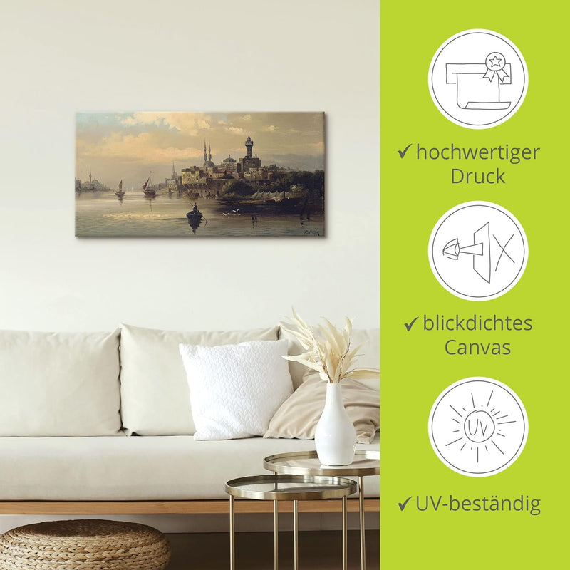 ARTland Leinwandbilder Wandbild Bild auf Leinwand 100x50 cm Wanddeko Türkei Istanbul Fluss Boot Kauf