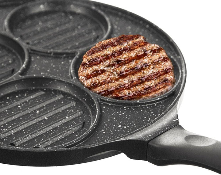 orion group Grillpfanne Grillplatte für Burger Spiegeleier Omelette mit Granitbeschichtung 4 Löcher