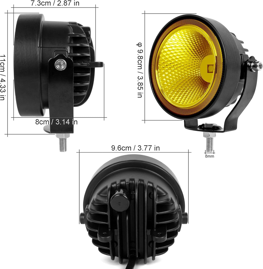 SUFEMOTEC Gelbe Runde Led Nebelscheinwerfer 4 Zoll Bernstein Zusatzscheinwerfer Arbeitslampe für Fah