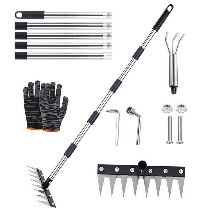 Unkrautstecher mit Langem Stiel 185cm, Garden Harke, Mehrzweck Garten Unkraut Werkzeug, Unkrautreche