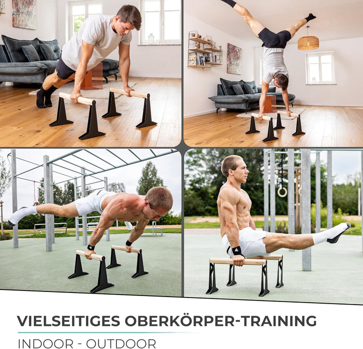 PULLUP & DIP Holz Parallettes, Low oder Medium Minibarren Handstand Barren mit ergonomischem Holz Gr