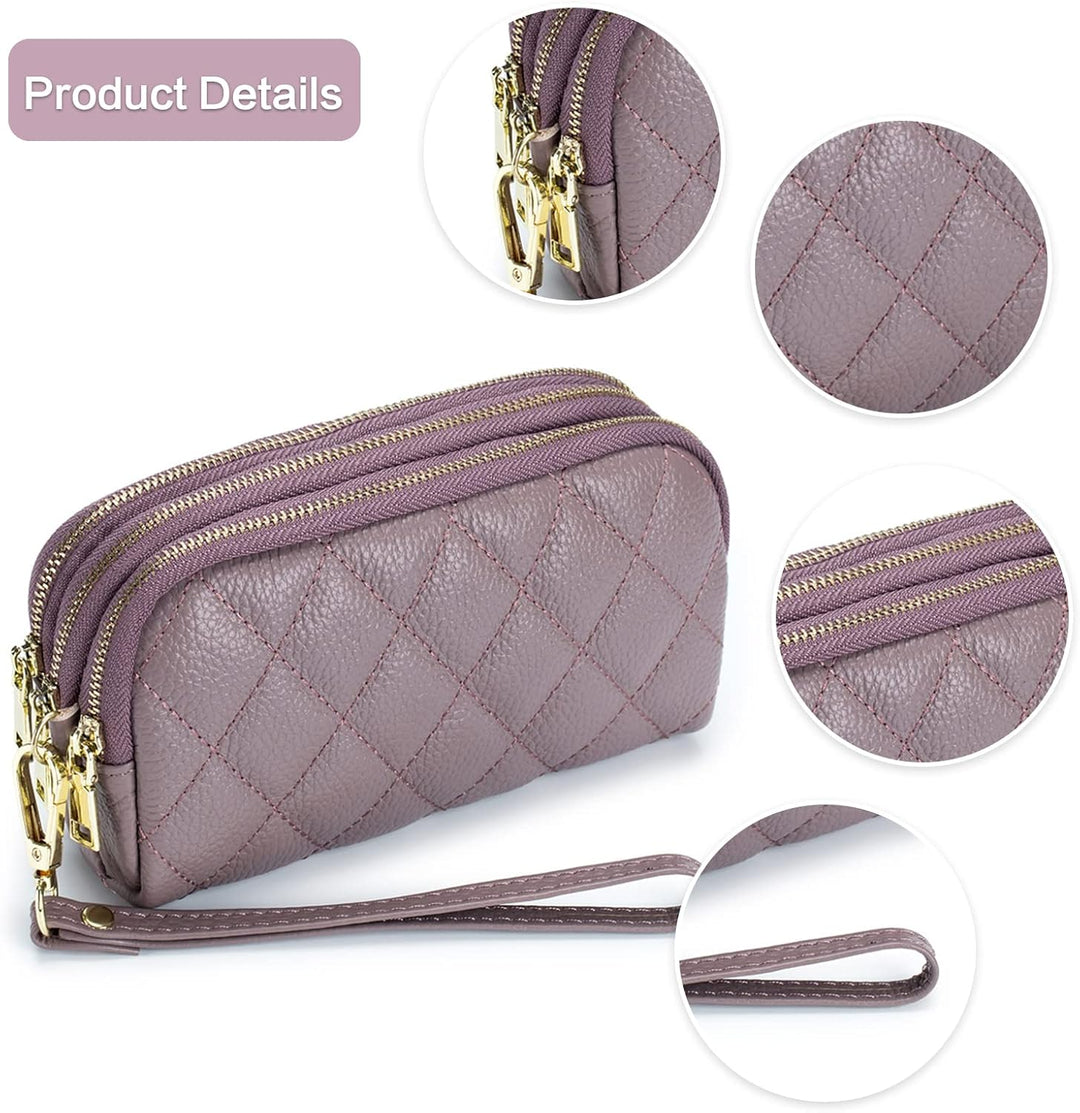 PORRASSO Leder Münzbörse Klein Geldbörse Clutch Wristlet Bag Tragbar Schlüsseltasche Multifunktional