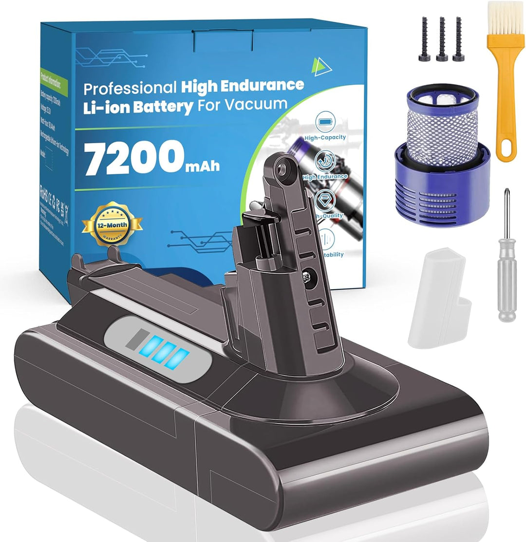 Ersatzakku für Dyson V10, 7200mAh V10 Animal/Absolute/Motorhead SV12 V10 Fluffy Cordless Stick Vaccu