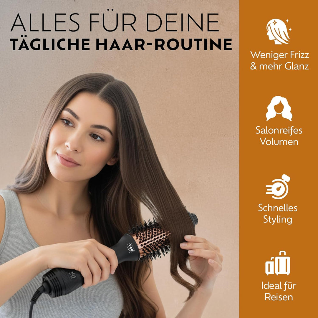 DuoStyle® Titan Föhnbürste & Warmluftbürste mit Ionen – 2-in-1 Haartrockner Bürste für Volumen, Glät