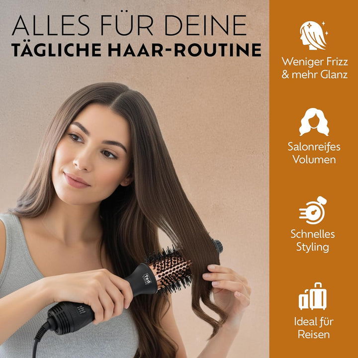 DuoStyle® Titan Föhnbürste & Warmluftbürste mit Ionen – 2-in-1 Haartrockner Bürste für Volumen, Glät