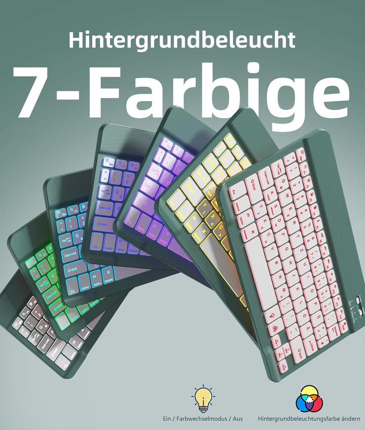 Vobafe Hülle mit Tastatur für Samsung Galaxy Tab A11+ Plus 11 Zoll 2025 / Tab A9+ Plus 2023, 7 Farbe