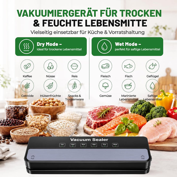 Raycial Vakuumiergerät mit Vakuumierbeuteln, All-in-1 Vakuumierer für Trockene, Feuchte, Frische, Fo