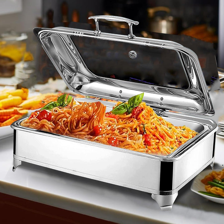 Chafing Dish Elektrisch, 9L Edelstahl Warmhaltebehälter für Essen(GN1/1) | Kommerziell Speisewärmer