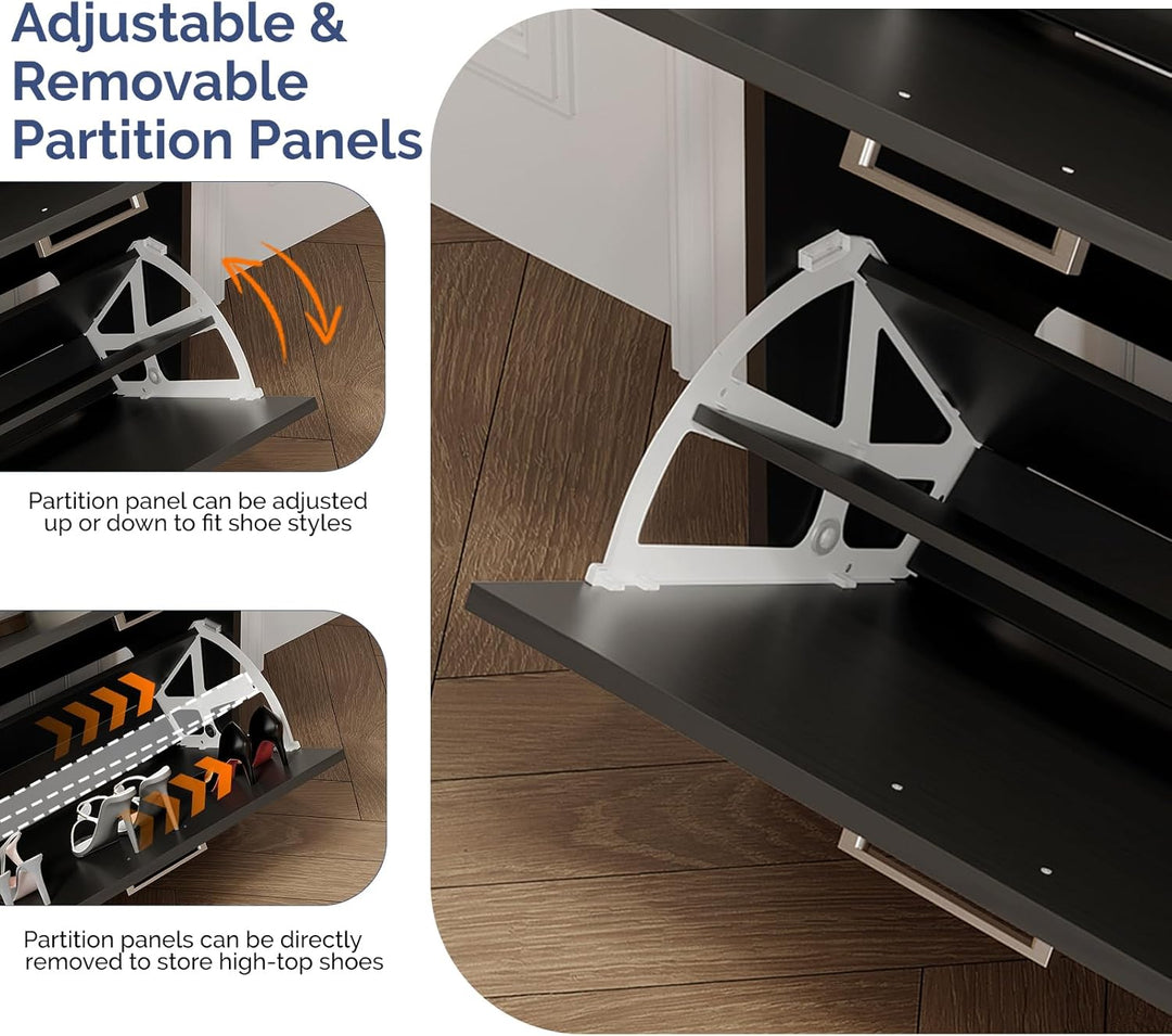 LEADZM Schuhschrank Schmal,Schuhkipper mit 2 Flip-Schubladen Schuhregal mit 1 Schubladen für den Ein