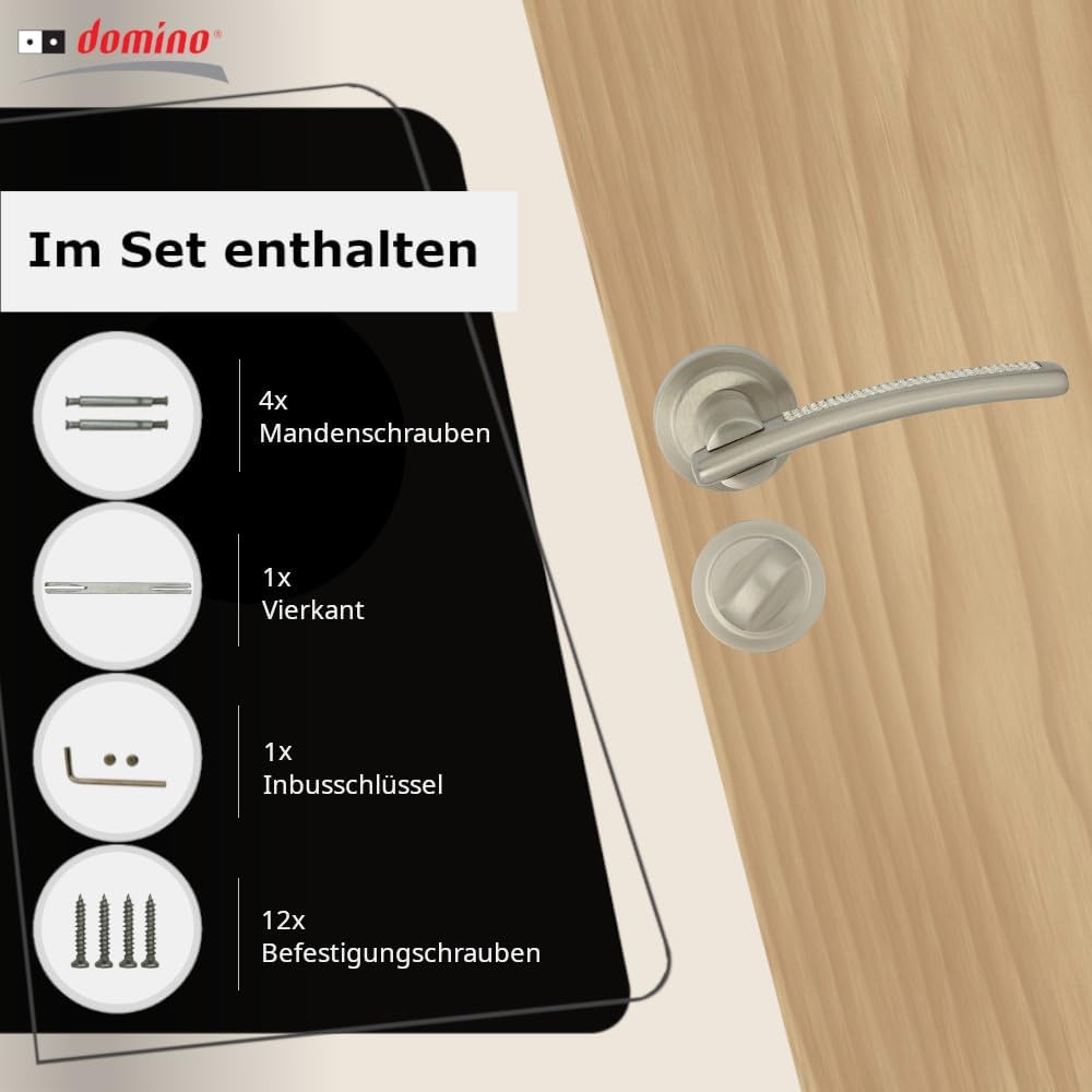 domino Türgriff LAVINIA-R M9 WC-Bad Drückergarnitur für Zimmertüren Türdrücker-Set Rosetten-Garnitur