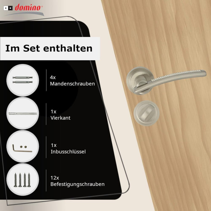 domino Türgriff LAVINIA-R M9 WC-Bad Drückergarnitur für Zimmertüren Türdrücker-Set Rosetten-Garnitur