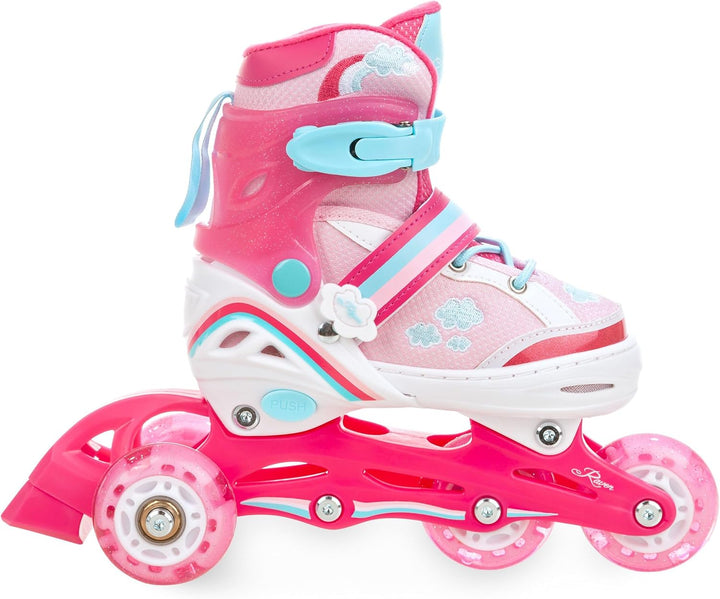 RAVEN 4in1 Inline Skates Triskates Rollschuhe Schlittschuhe Inliner für Kinder Mädchen verstellbar 2