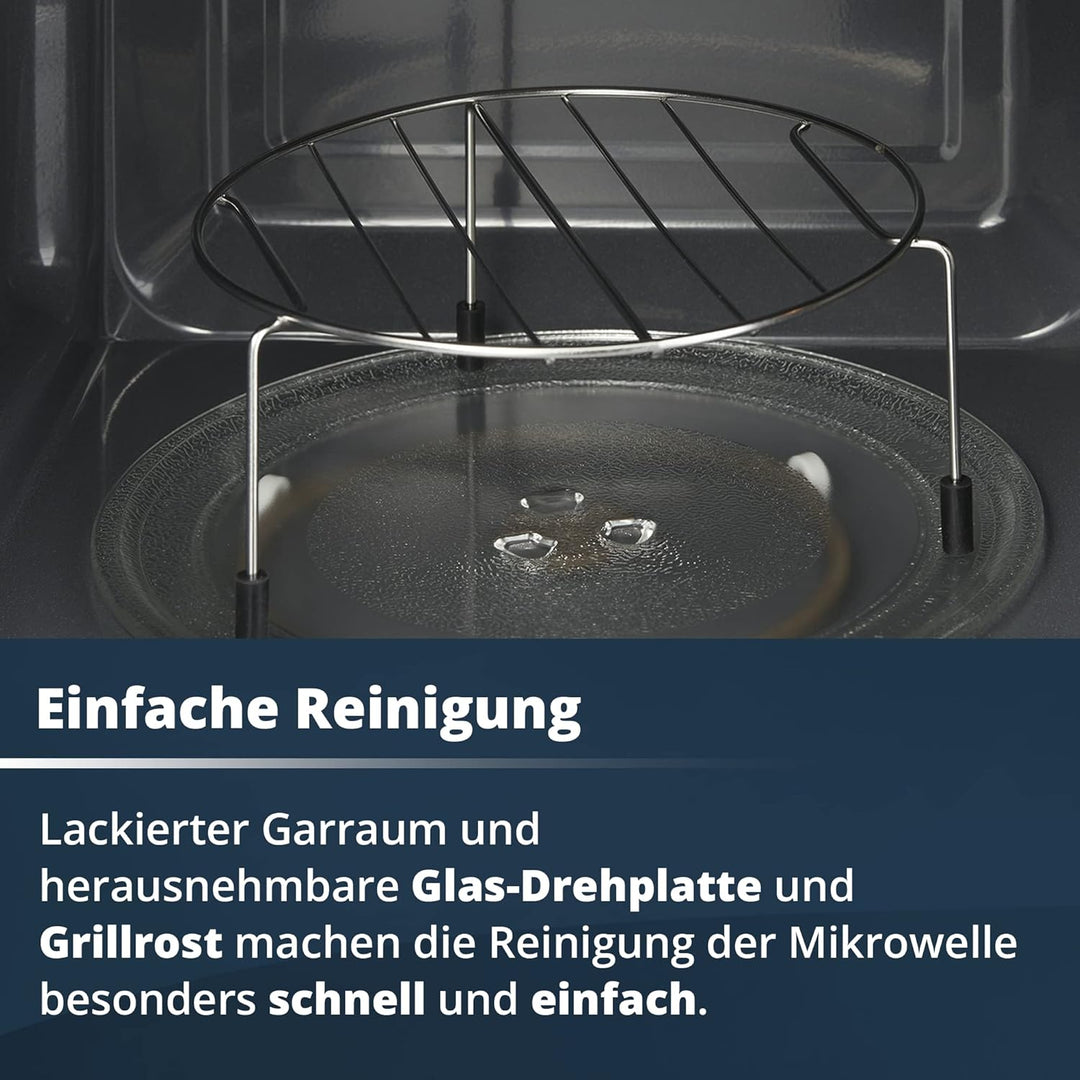 KHG Mikrowelle MW-20.1GS mit Grill 20L aus Metall in silber, 9 Automatikprogramme, 1.200 Watt, inkl.