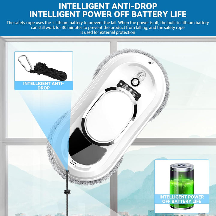 Fensterputzroboter, 5600Pa Elektrischer Fensterreiniger, Fensterroboter mit Fernbedienung und Kanten