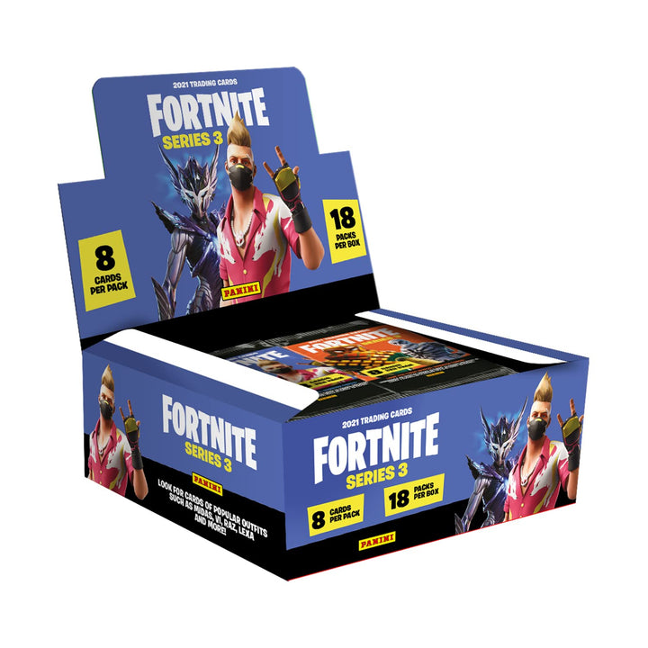 Panini Fortnite Series 3 Trading Cards - Hobby-Box mit 18 Flowpacks 18 Packungen, 18 Packungen