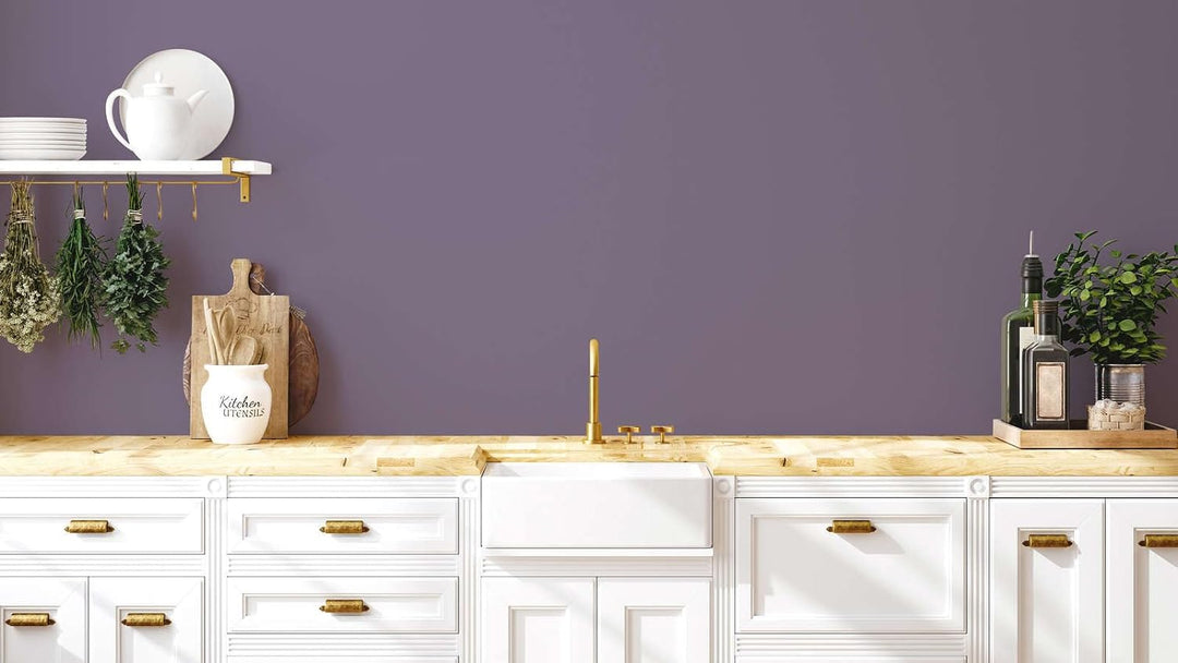 New Walls Premium Wandfarbe Violett, Mauve Liquid Luxury Dispersionsfarbe für Innenräume – 1 L 1000