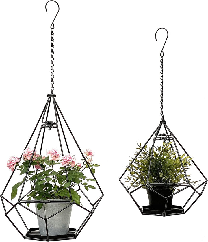 DanDiBo Blumenampel Innen Metall Wand Hängepflanzen 64 cm & 82 cm 96075 2er Set mit Tür 6 Ecken Pfla