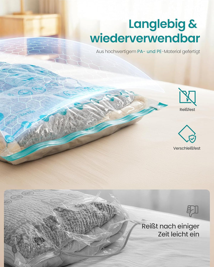 SONGMICS Vakuumbeutel für Kleidung, Vakuumierbeutel, elektrische Pumpe wiederaufladbar, Aufbewahrung