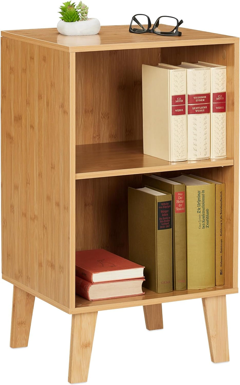 Relaxdays Bücherregal, 2 Fächer, offener Schrank HBT 70 x 40 x 35 cm, höhenverstellbarer Einlegebode