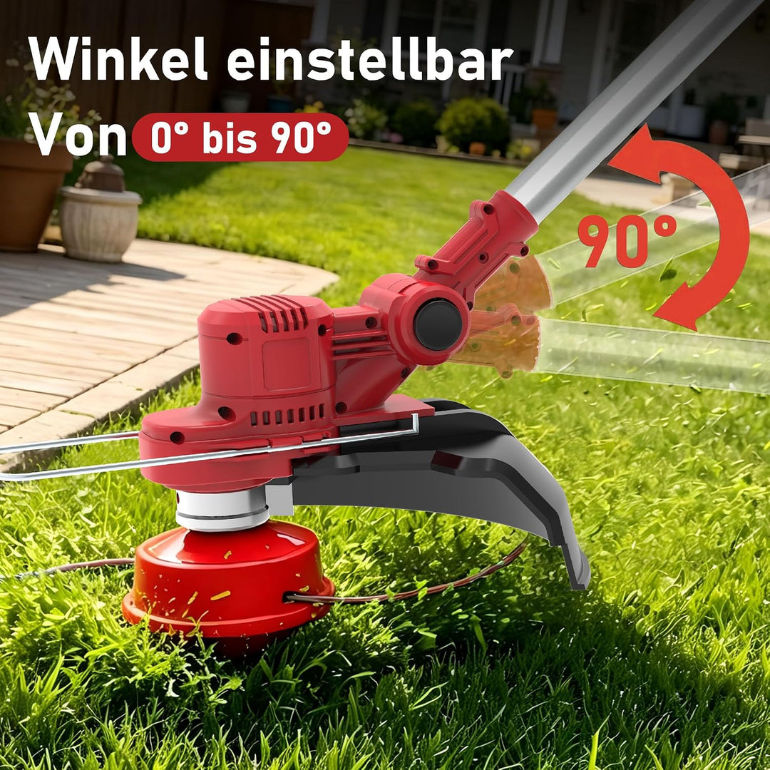21V Rasentrimmer mit Akku mit Unkrautbürste, 2 in 1 Rasentrimmer mit akku Kompatibel mit 18V-25V Lit
