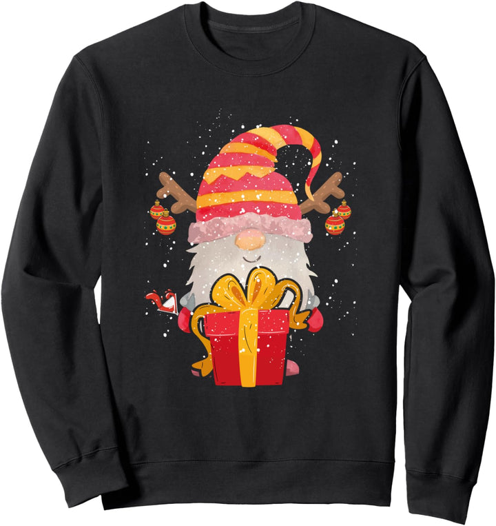 Santa Reindeer Gnome trinkt Wein Weihnachten Sweatshirt