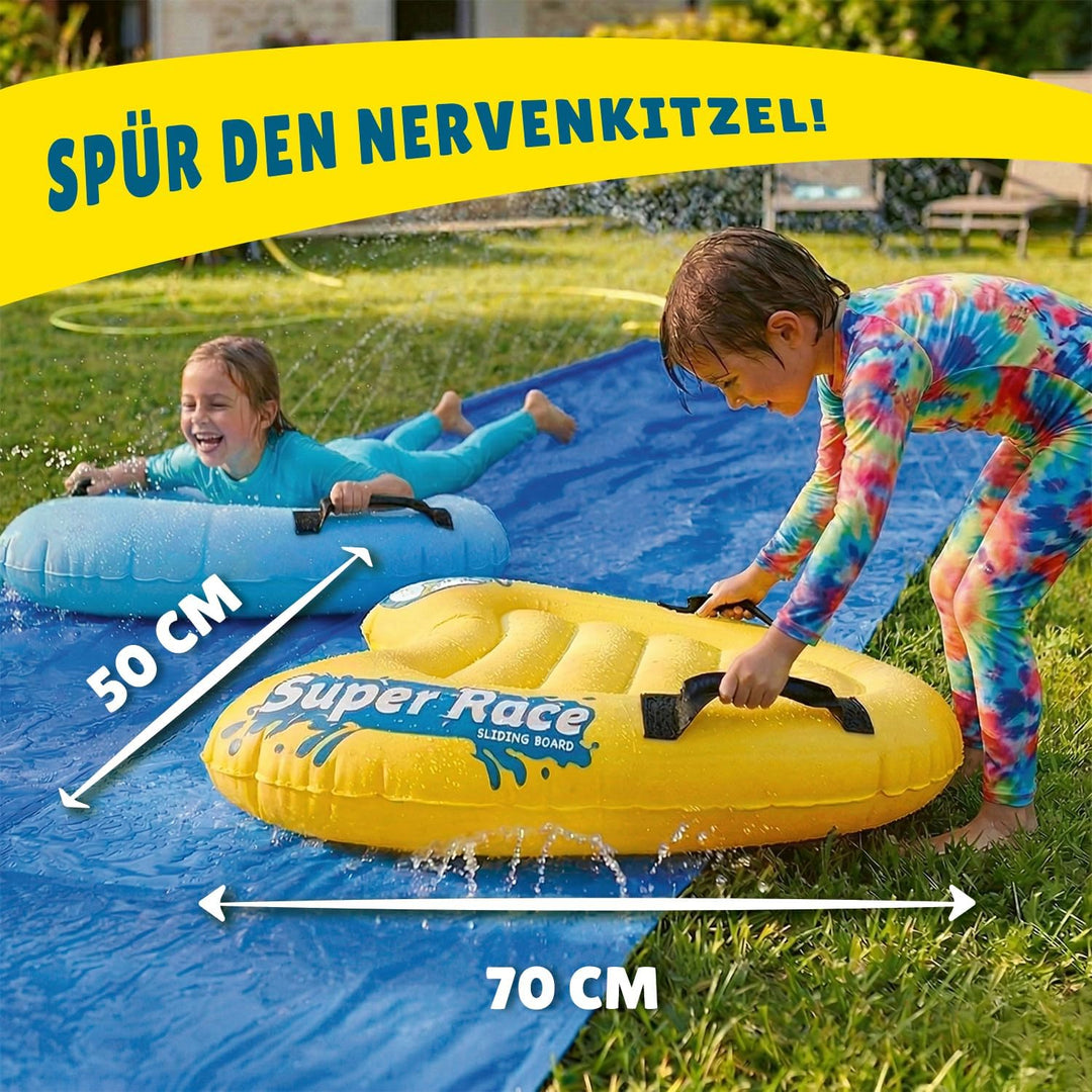 Original Cup Slipn'Slide 20 Meter XXL Pack | 2 Wasserrutschmatte 10 Meter + 2 Bodyboards für bessere