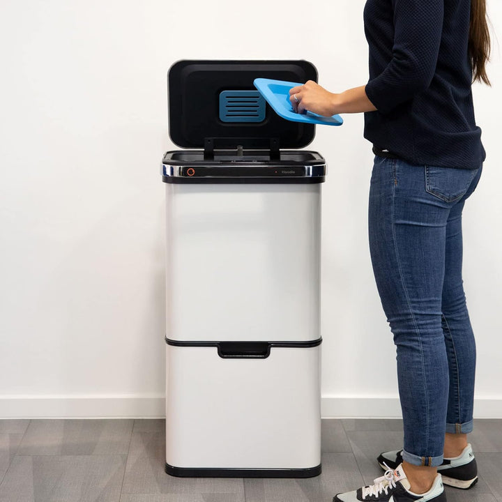 SVITA Sensor-Mülleimer 60L Aktivkohle- und Selbstreinigungs-Funktion Küchenabfall Abfall-Eimer Weiss