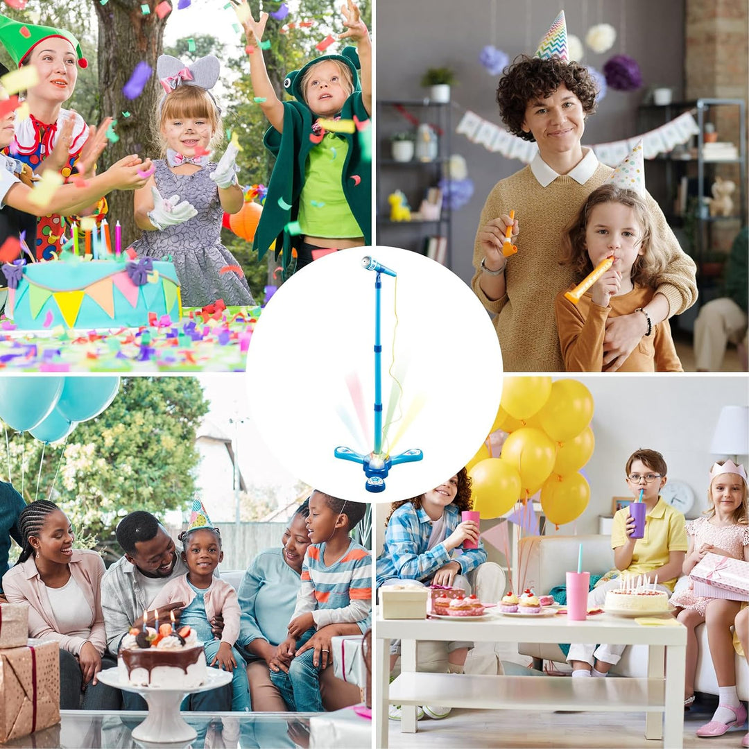 Kindermikrofon mit Ständer, integrierter Musik, bunten Lichtern, Echoeffekten, tragbare Karaoke-Masc