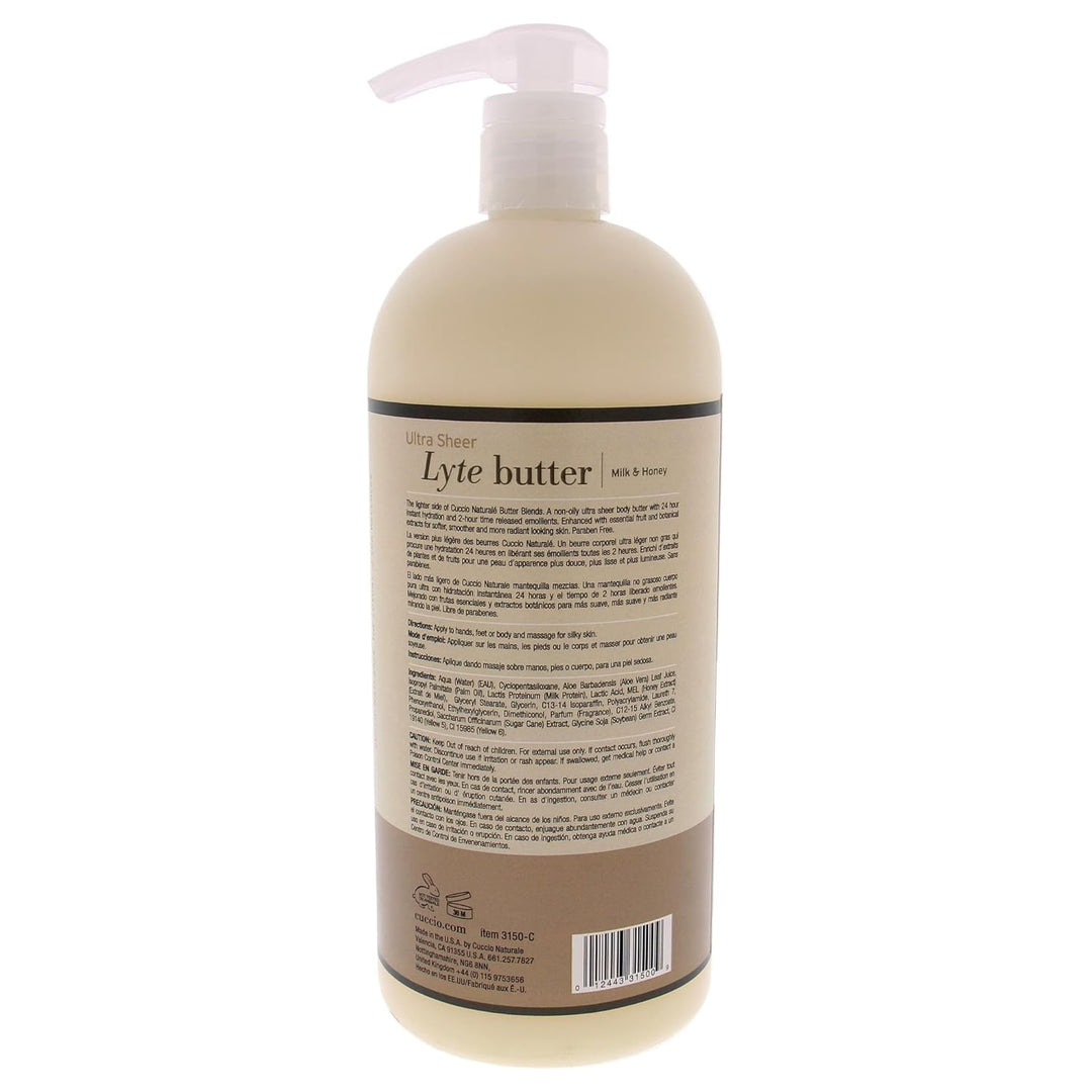 Cuccio - Ultra Sheer Lyte Butter - Milk and Honey - for Unisex - Body Butter - 32 oz Milch und Honig