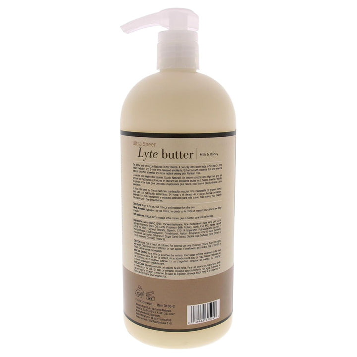 Cuccio - Ultra Sheer Lyte Butter - Milk and Honey - for Unisex - Body Butter - 32 oz Milch und Honig