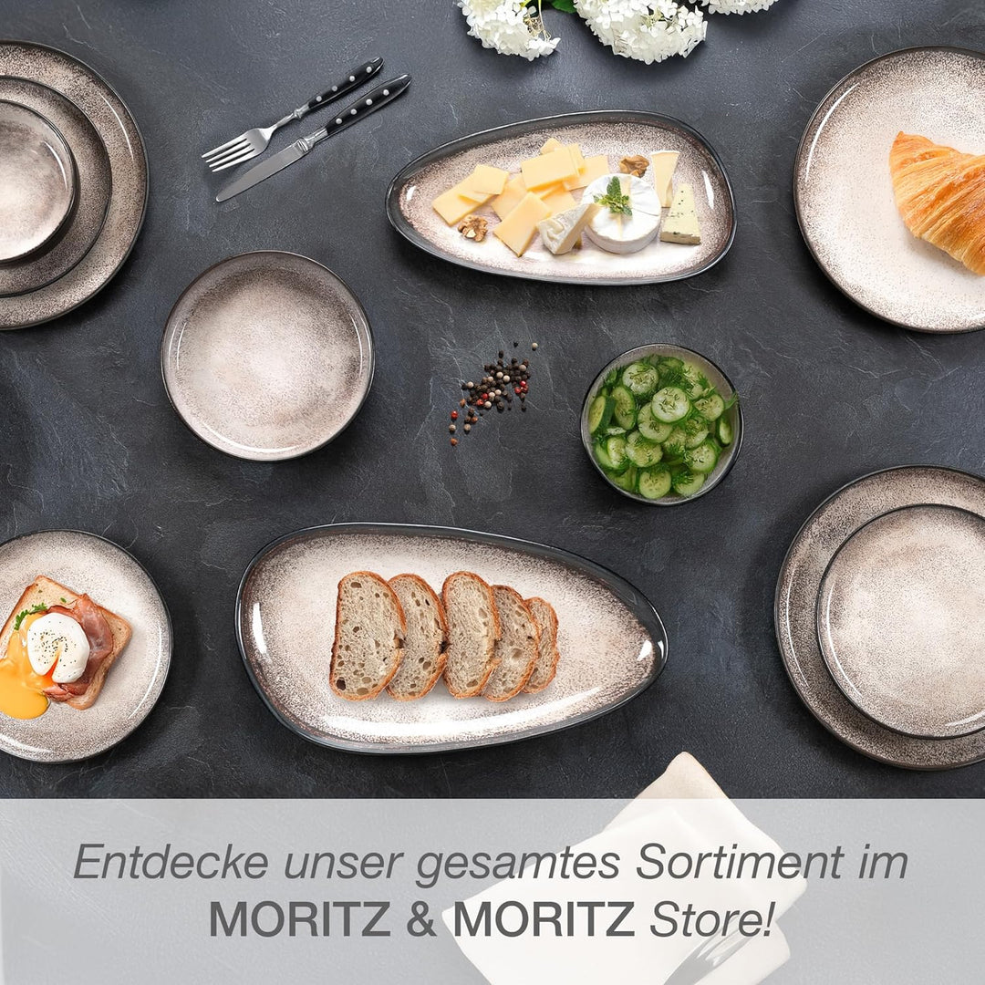 Moritz & Moritz VIDA Servierteller Set Beige - 2x Grosse Teller aus hochwertigem Porzellan, Modern &