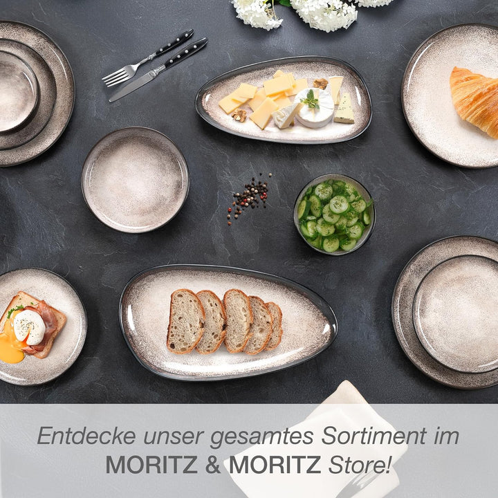 Moritz & Moritz VIDA Servierteller Set Beige - 2x Grosse Teller aus hochwertigem Porzellan, Modern &