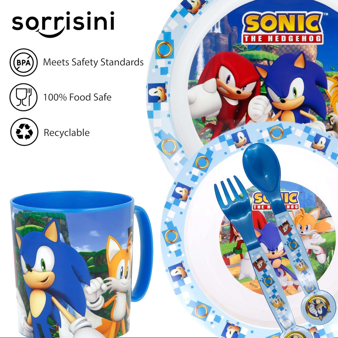 Kindergeschirr Set Sonic, Wiederverwendbares geschirr Set, Kinder Essgeschirr Plastik Microwaveable