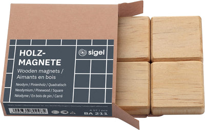SIGEL BA311 Starterset - für Whiteboards und Glas-Magnetafeln - 4 Board-Marker, 4 Holz-Magnete, Eras