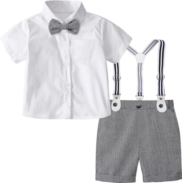 mintgreen Baby Junge Gentlaman Oufit Einstellen Kurzarm Fliege Hemden Hosenträger Hose Hochzeitsanzu
