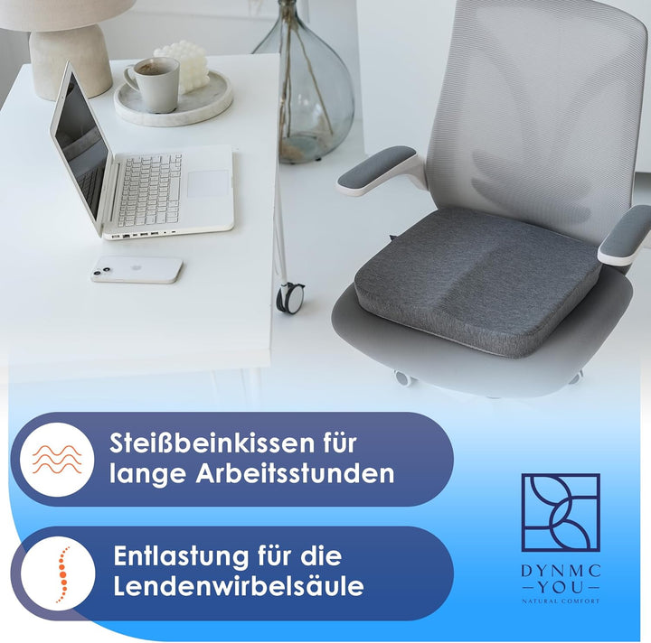 DYNMC you Ergonomisches Sitzkissen Bürostuhl - Mittelhart H3 - Test SEHR GUT - [MIT PHYSIOTHERAPEUTE
