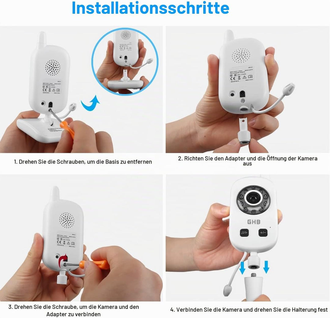 HOLACA Babyphone Halterung Flexible Krippenhalterung für GHB Babyphone Kamera Video Baby Monitor 2,4