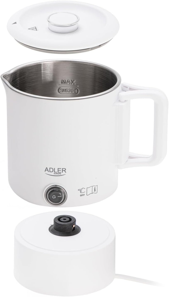 Adler AD 1388w Reise-Wasserkocher 0,8L 1 Liter Weiss, 1 Liter Weiss