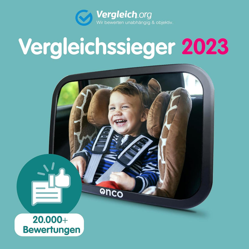 Onco 360° Baby Autospiegel - 2024 & 2023 Preisgekrönter Auto Spiegel für Baby Rücksitz, 100% Bruchsi