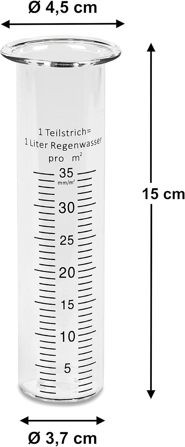 DanDiBo Regenmesser Glas 15 cm [bis 35 mm/m²] 556660 - Ersatzglas für Niederschlagsmesser Wetterfros
