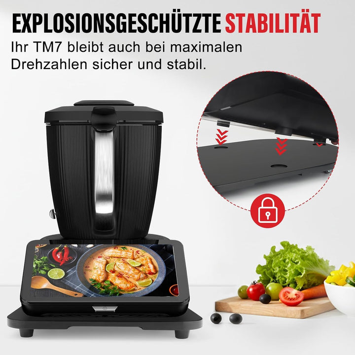 Bambus Gleitbrett für Thermomix TM7, Rollbrett zum mühelosen Verschieben | Schützt die sensible Waag