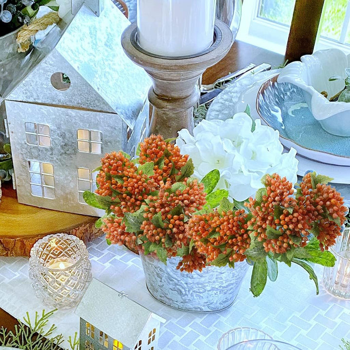 Künstliche Pflanze Beeren Kunstpflanzen Weihnachten Fruchtbeeren Kunstblumen 5 Stiele 30CM für Kranz