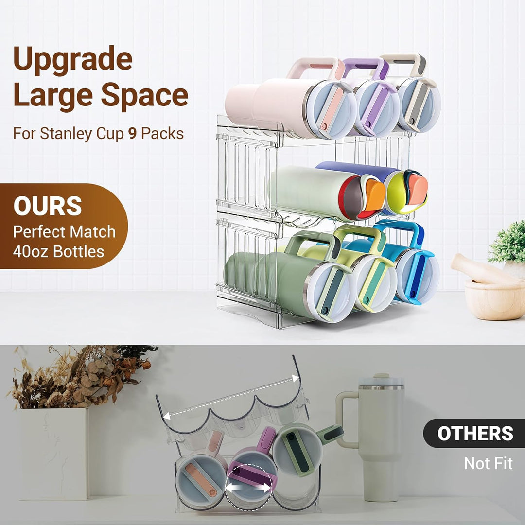 Grösser Flaschenhalter, Schrank Organizer für Küche, Flaschenregal Stapelbar für Küchen Organizer, W