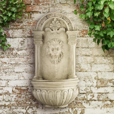 blumfeldt Löwenstein Gartenbrunnen mit LED-Beleuchtung - Löwenkopf Edition, Wandbrunnen antik, Zierb